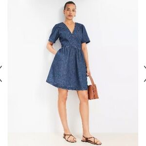 NWOT Chambray split neck dress